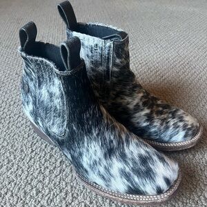 Black and White cowhide Ankle Boots